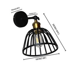 Ljus Målat Stål Vägglampa Stum Svart Amerikansk Kaffe Dekoration Retro Väggljus Ljussabel Lampa På Vägg