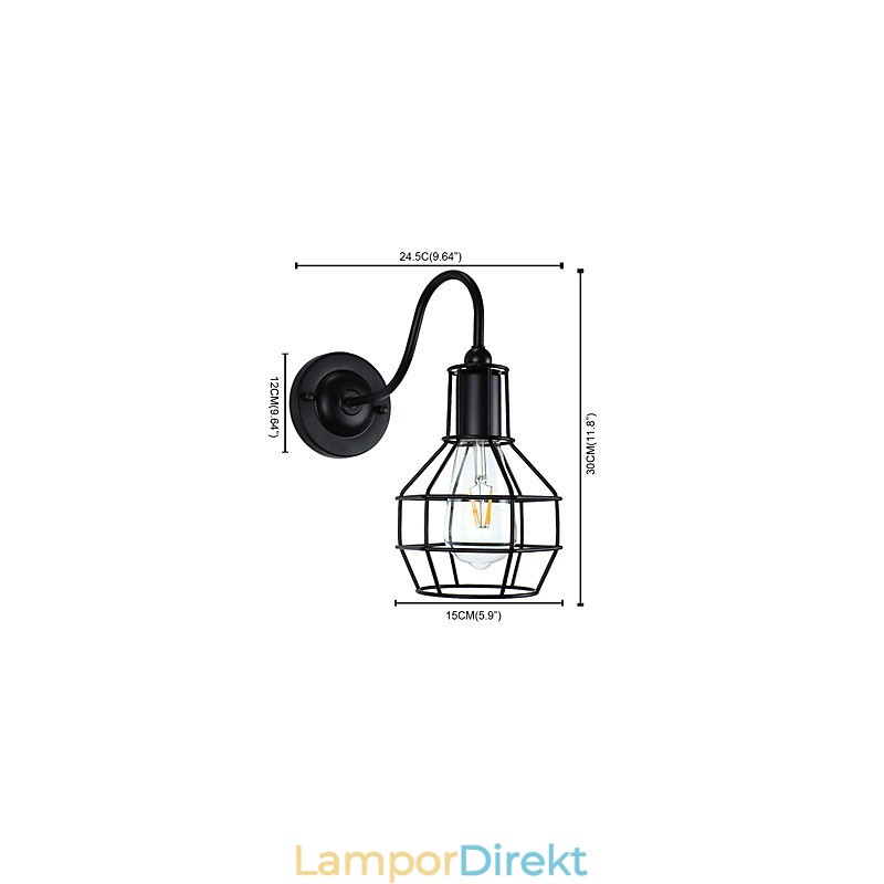 Vägglampa Vägglampor Väggjärn Vägglampa Stum Svart Ljussabel Lampa På Vägg