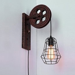 Industriell Retro Iron Vägglampa Creative Personality Lift Pulley Vägglampa