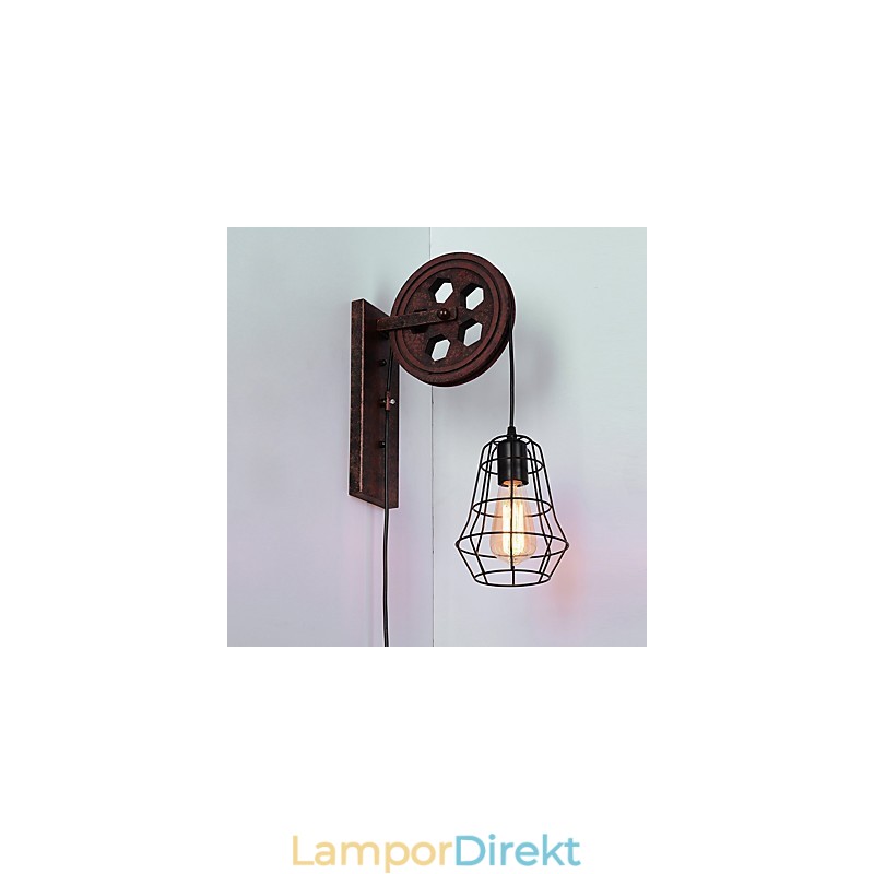 Industriell Retro Iron Vägglampa Creative Personality Lift Pulley Vägglampa