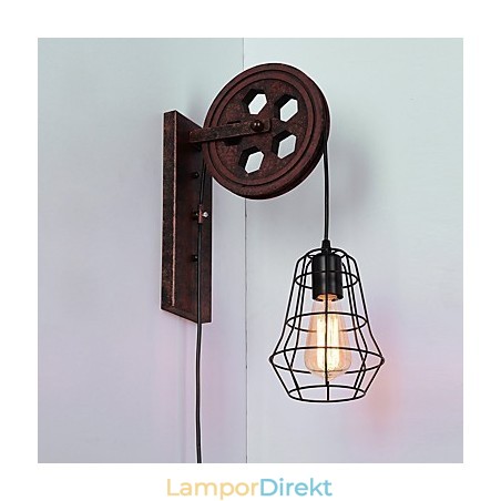 Industriell Retro Iron Vägglampa Creative Personality Lift Pulley Vägglampa Industriell Retro Iron Vägglampa Creative Personality Lift Pulley Vägglampa