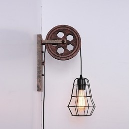 Industriell Retro Iron Vägglampa Creative Personality Lift Pulley Vägglampa