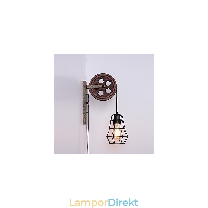 Industriell Retro Iron Vägglampa Creative Personality Lift Pulley Vägglampa
