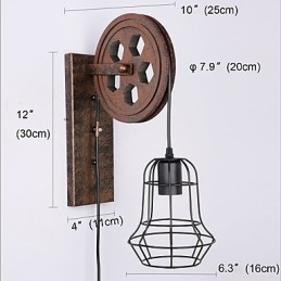 Industriell Retro Iron Vägglampa Creative Personality Lift Pulley Vägglampa