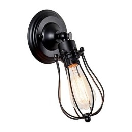 Vintage Vägglampa Industriell Vägglampa Svart Metalltråd Bur Vägglampa