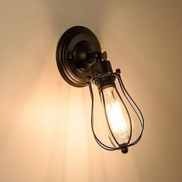 Vintage Vägglampa Industriell Vägglampa Svart Metalltråd Bur Vägglampa