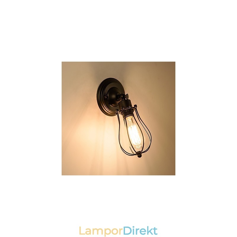 Vintage Vägglampa Industriell Vägglampa Svart Metalltråd Bur Vägglampa