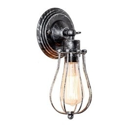 Vintage Vägglampa Industriell Vägglampa Svart Metalltråd Bur Vägglampa