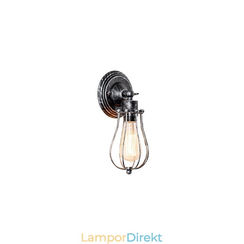 Vintage Vägglampa Industriell Vägglampa Svart Metalltråd Bur Vägglampa