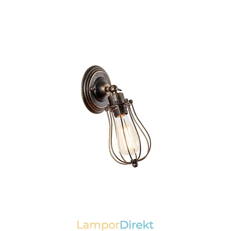 Vintage Vägglampa Industriell Vägglampa Svart Metalltråd Bur Vägglampa