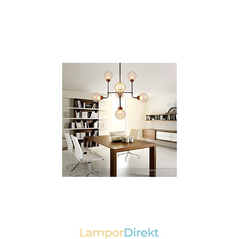 Modern Kreativ Smidesjärnkrona Restaurering Av Antika Sätt Glaskula Molecular Magic Beans Droplight
