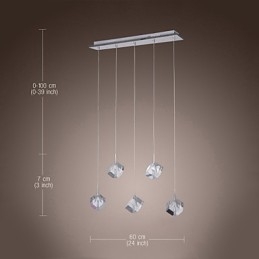 Modern Contemporary Island Crystal Chrome Pendellampa