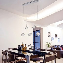 Modern Contemporary Island Crystal Chrome Pendellampa