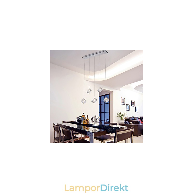 Modern Contemporary Island Crystal Chrome Pendellampa