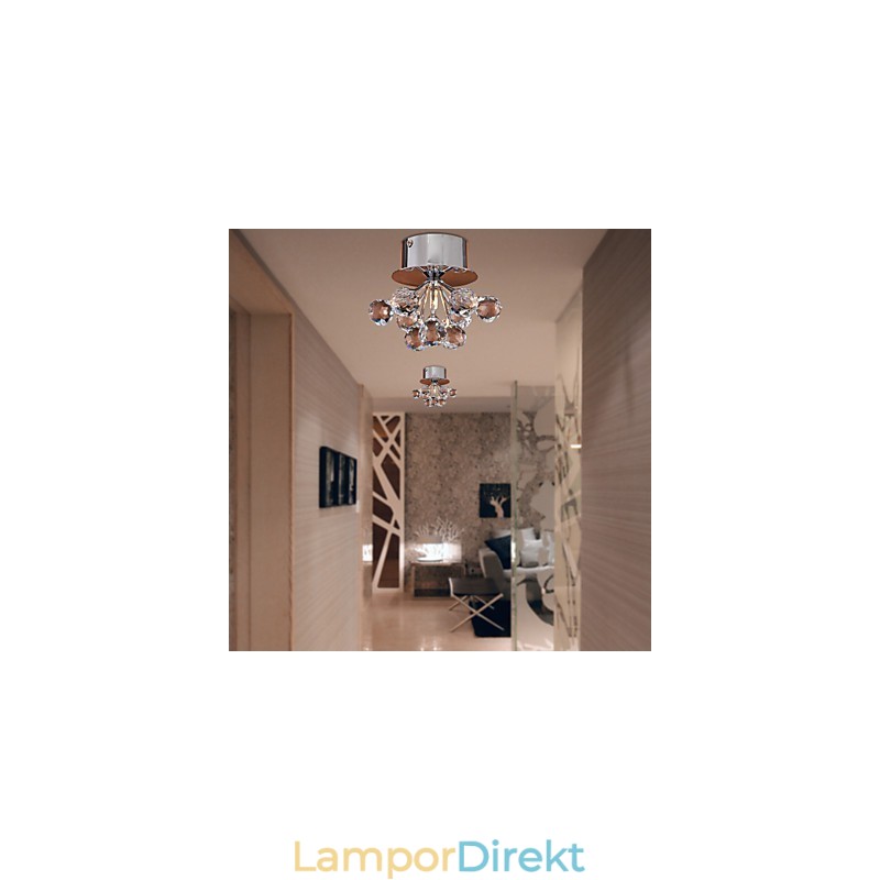 Modern Och Modern Kristall Mini Style Chrome Metal Flush Mount