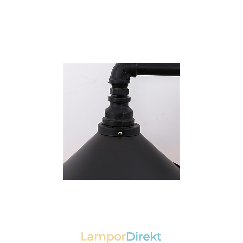 Vintage Industrial Pipe Vägglampor Black Metal Shade Restaurang Cafe Bar Dekorationsbelysning Med 2 Ljus Målad Finish