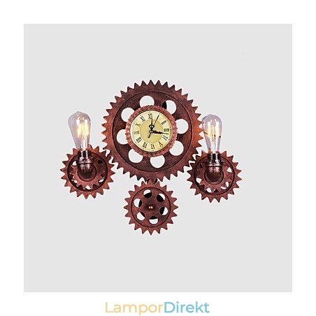 Vintage Industriella Vägglampor Trä Gear Form Kreativa Vridbara Lampor Restaurang Cafe Bar Dekorationsbelysning