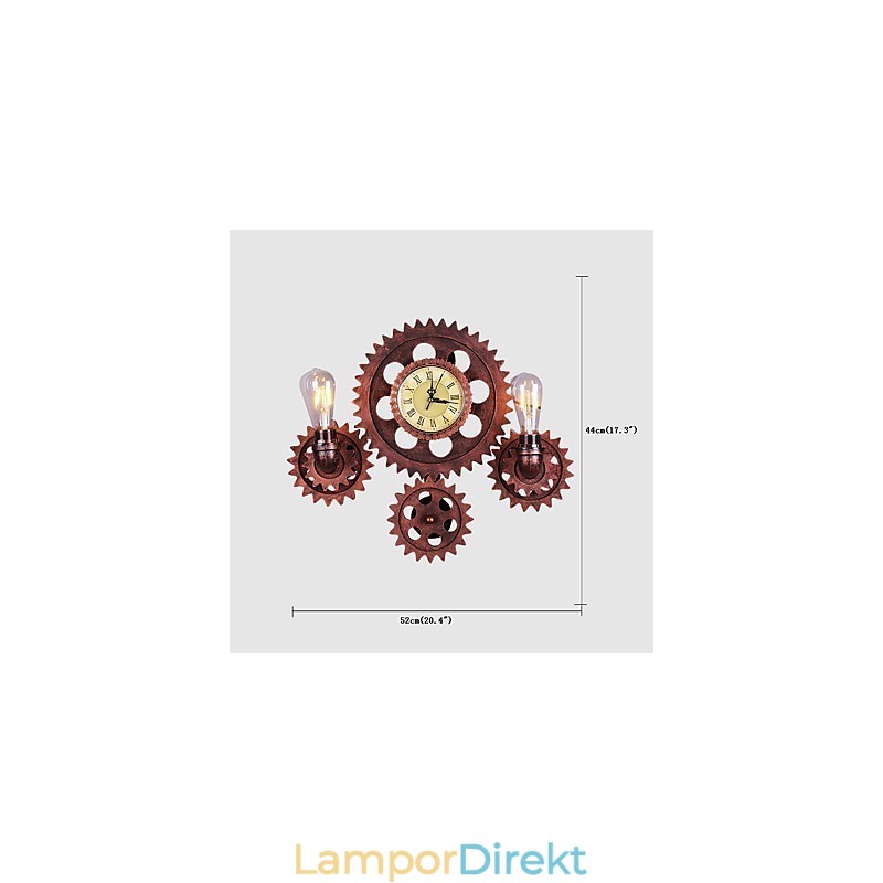 Vintage Industriella Vägglampor Trä Gear Form Kreativa Vridbara Lampor Restaurang Cafe Bar Dekorationsbelysning
