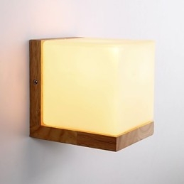 Trä Vägglampetter Glas Skärm 110V Eller 220V Landsnyhet