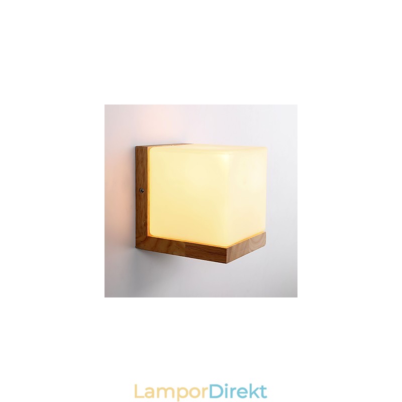 Trä Vägglampetter Glas Skärm 110V Eller 220V Landsnyhet
