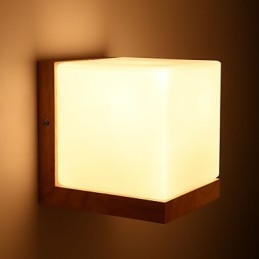 Trä Vägglampetter Glas Skärm 110V Eller 220V Landsnyhet