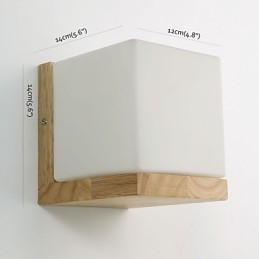 Trä Vägglampetter Glas Skärm 110V Eller 220V Landsnyhet