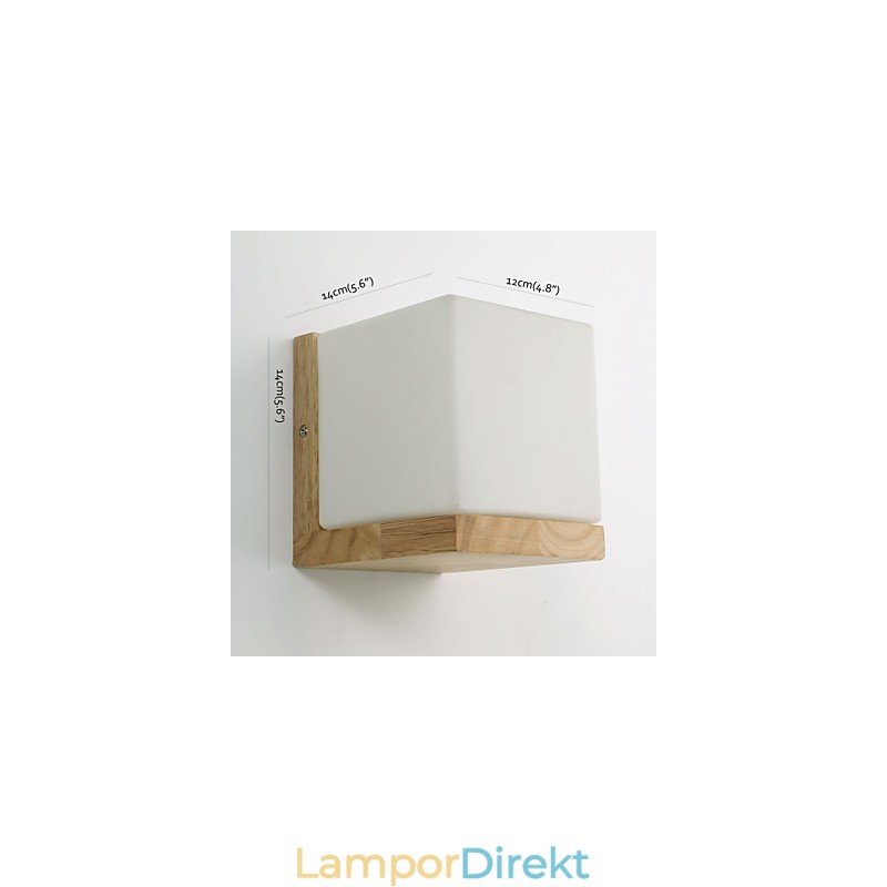 Trä Vägglampetter Glas Skärm 110V Eller 220V Landsnyhet