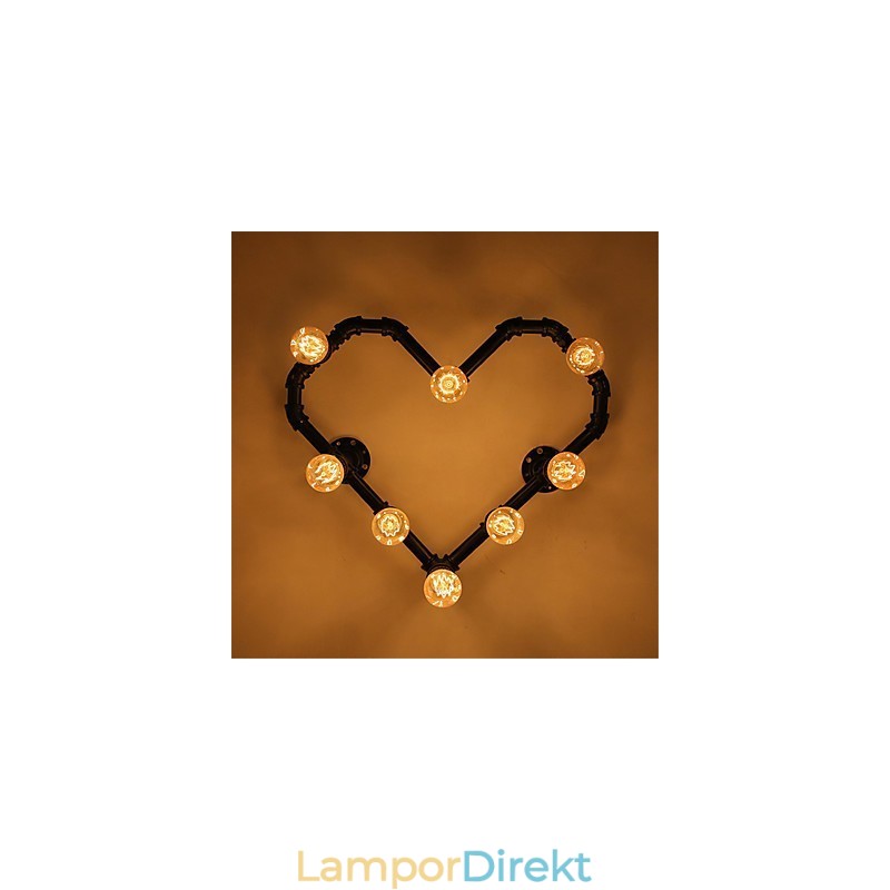 Vintage Vattenrör Loving Heart Kreativa Vägglampor Industriellt Vardagsrum Restaurang Barer Cafédekoration Vägglampor