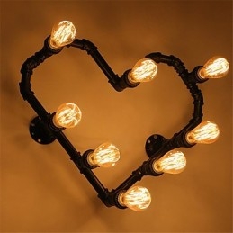Vintage Vattenrör Loving Heart Kreativa Vägglampor Industriellt Vardagsrum Restaurang Barer Cafédekoration Vägglampor