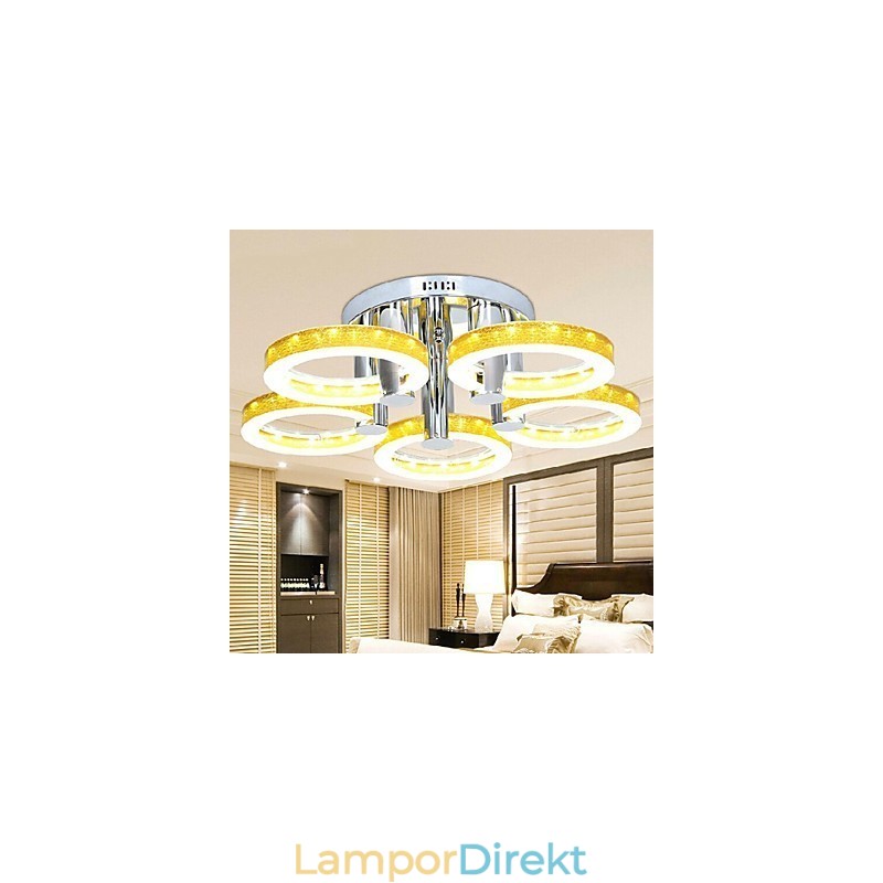 Enkel Akrylkrona Med 5 Lampor (Kromfinish)