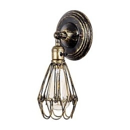 Vägglampor Vintage Inomhusvinkel Justerbar Metallvägglampa Retro Wire Cage Vägglampa