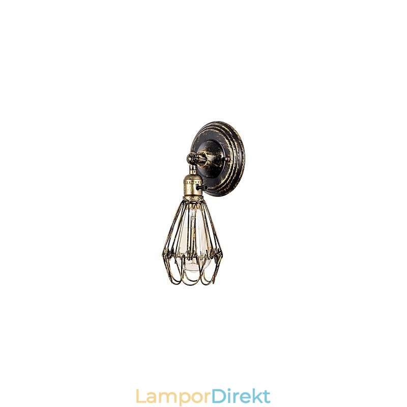 Vägglampor Vintage Inomhusvinkel Justerbar Metallvägglampa Retro Wire Cage Vägglampa