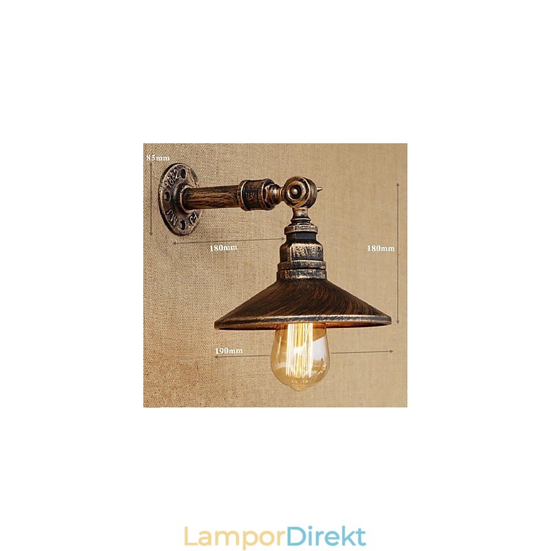 Industrial Style Nordic Water Pipe Vägglampa Vägg Ljusbrun Ancient