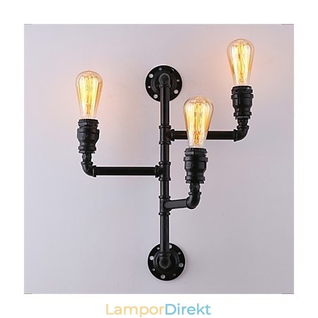 Vintage Industrial Pipe Vägglampor Black Creative Lights Restaurang Cafe Bar Dekorationsbelysning Med 3 Ljus Målad Finish Vintage Industrial Pipe Vägglampor Black Creative Lights Restaurang Cafe Bar Dekorationsbelysning Med 3 Ljus Målad Finish