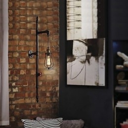 Retro Industrirör Vägglampor Enkel Loft Svart Fågelbur Metall Vardagsrum Matsal Kök Bar Café Dekorationsbelysning
