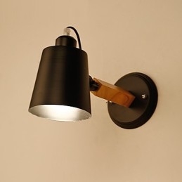 Vintage Trä Art Deco Metall Metall Rustik Vägglampa Vardagsrum Matsal Hall Vägglampa Svart Vit Valfritt