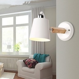 Vintage Trä Art Deco Metall Metall Rustik Vägglampa Vardagsrum Matsal Hall Vägglampa Svart Vit Valfritt