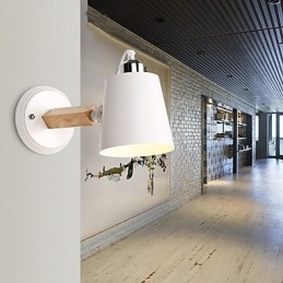 Vintage Trä Art Deco Metall Metall Rustik Vägglampa Vardagsrum Matsal Hall Vägglampa Svart Vit Valfritt