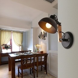 Vintage Trä Art Deco Metall Metall Rustik Vägglampa Vardagsrum Matsal Hall Vägglampa Svart Vit Valfritt