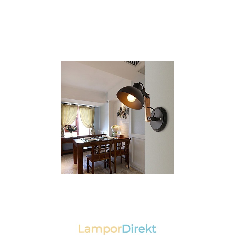 Vintage Trä Art Deco Metall Metall Rustik Vägglampa Vardagsrum Matsal Hall Vägglampa Svart Vit Valfritt