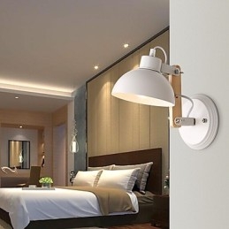 Vintage Trä Art Deco Metall Metall Rustik Vägglampa Vardagsrum Matsal Hall Vägglampa Svart Vit Valfritt