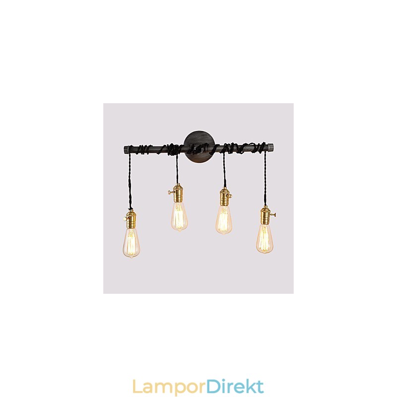Vintage Industrial Pipe Vägglampor Med Strömbrytare Creative Lights Restaurang Cafe Bar Dekorationsbelysning Med 4 Ljus Målad Finish
