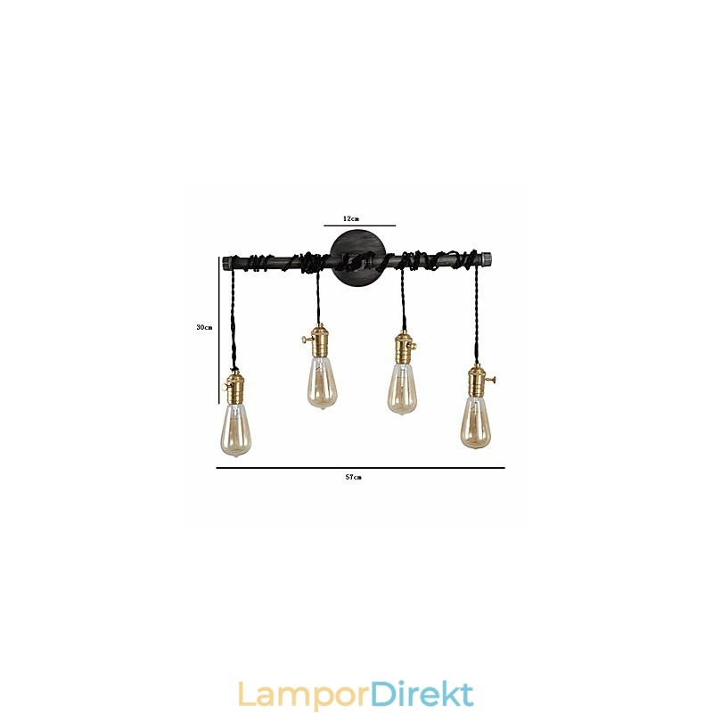 Vintage Industrial Pipe Vägglampor Med Strömbrytare Creative Lights Restaurang Cafe Bar Dekorationsbelysning Med 4 Ljus Målad Finish