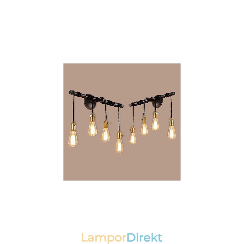 Vintage Industrial Pipe Vägglampor Med Strömbrytare Creative Lights Restaurang Cafe Bar Dekorationsbelysning Med 4 Ljus Målad Finish