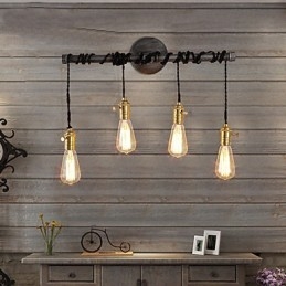 Vintage Industrial Pipe Vägglampor Med Strömbrytare Creative Lights Restaurang Cafe Bar Dekorationsbelysning Med 4 Ljus Målad Finish