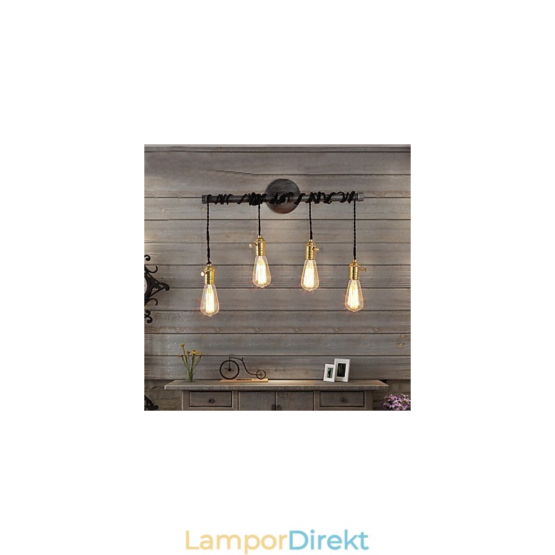 Vintage Industrial Pipe Vägglampor Med Strömbrytare Creative Lights Restaurang Cafe Bar Dekorationsbelysning Med 4 Ljus Målad Finish