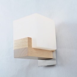 Enkel Vägglampa Sängbordslampa Med Glasskärm Och Massivt Trä För Sovrumsbyrå Vardagsrum Babyrum College Sovsal Soffbord Bokhyllor