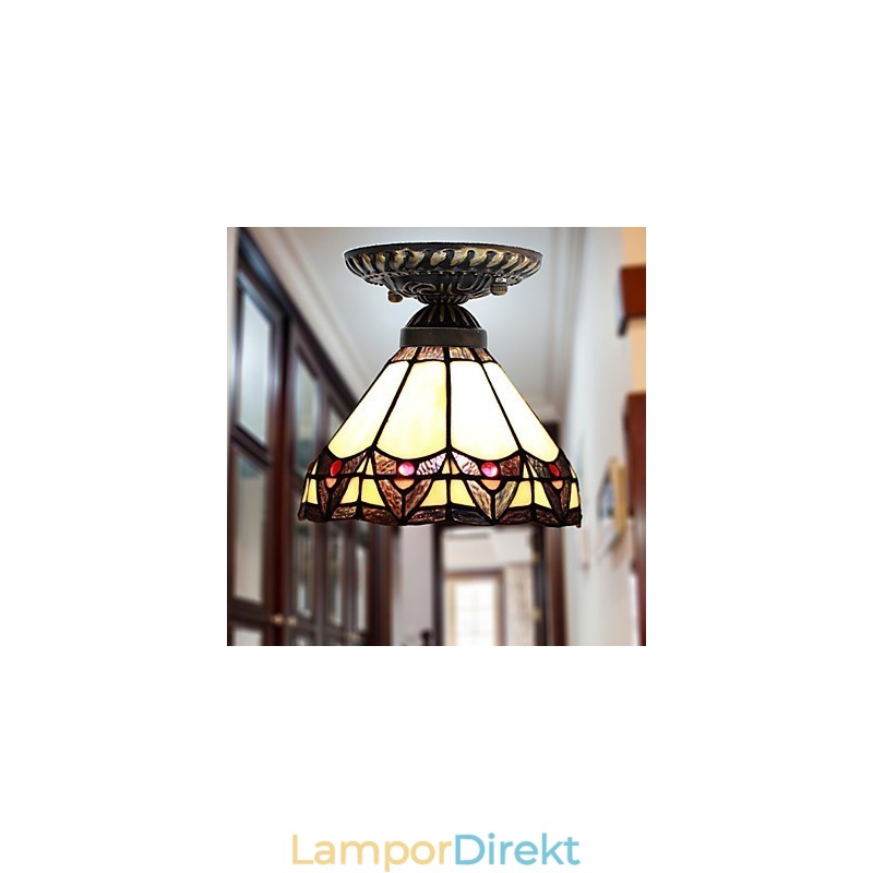 European Rural Creative Arts Målat Glas Absorbera Dome Lamp Light