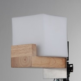Enkel Vägglampa Sängbordslampa Med Glasskärm Och Massivt Trä För Sovrumsbyrå Vardagsrum Babyrum College Sovsal Soffbord Bokhyllor