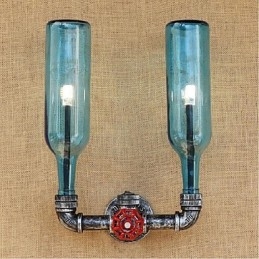 Retro Industrial Wind Switch Vattenflaska Vägglampa Vägg Ljusblå